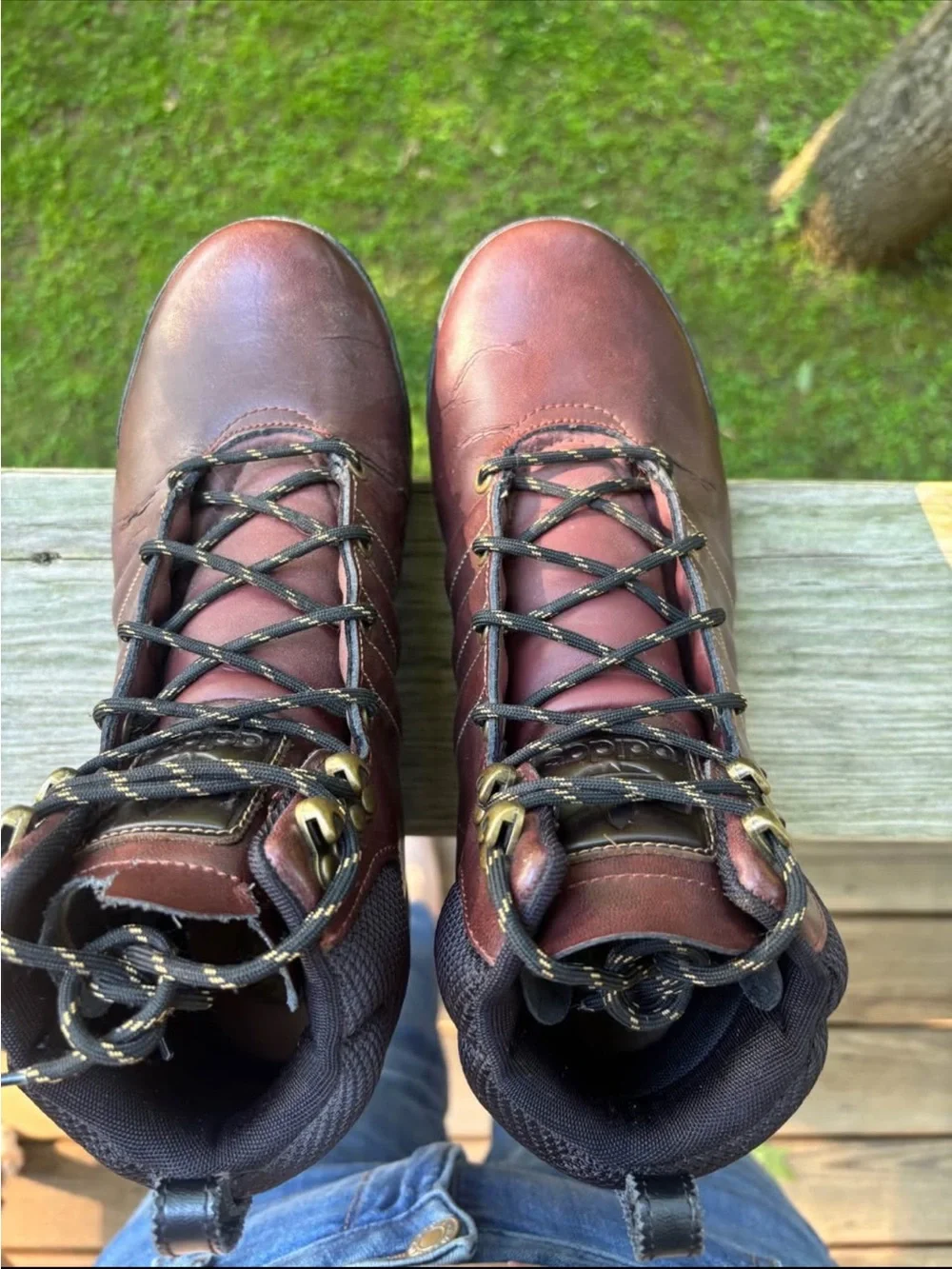 adidas Brown Leather Lace-Up Hiking Boots